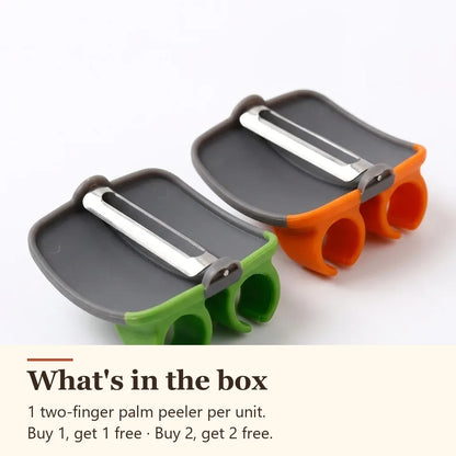 What's in the box: one two-finger palm peeler per unit. Buy 1, get 1 free, or buy 2, get 2 free