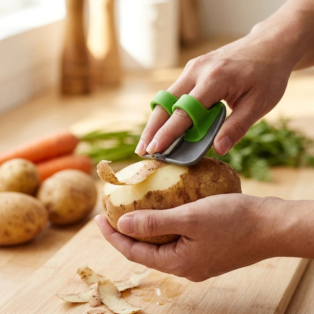 Palm Vegetable Peeler being used in a home kitchen